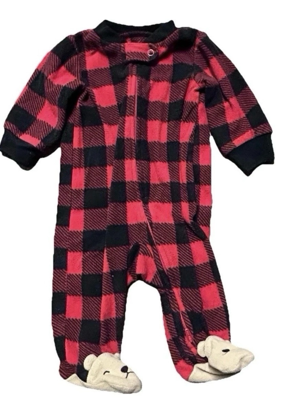Baby Boy Footie Pajamas 2 Way Zipper Dinosaurs Bears Size 0-3 Months - Picture 4 of 8
